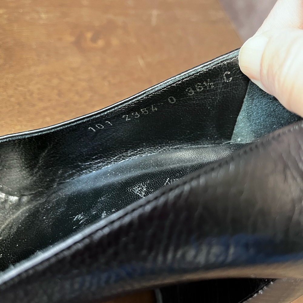Gucci Black Square Toe Leather Heels 6 1/2 - Picture 8 of 11